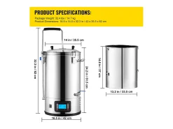 Tina de Mistura SucceBuy | Sistema de Mistura de Cerveja Todo-em-Um Pan com Bomba de Circulação 30 L^ Acessório Vinho E Bar