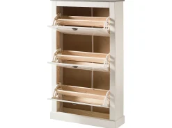 Discount Loft24 Toby | Sapateira com 3 abas em pinho cinzento Branco