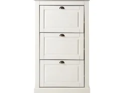 Discount Loft24 Toby | Sapateira com 3 abas em pinho cinzento Branco