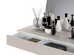 Vente-unique Toucador suspenso com espelho com LEDs 2 gavetas fosco - JINEZA^ Consola