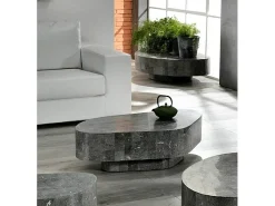 Mesa De Centro*Homemania Trapézio - Mesa de centro (100 x 52 x 28h) em pedra fóssil cinza Cinzento