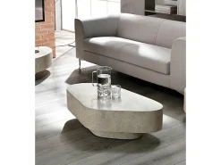 Homemania Trapézio - Mesa de centro (100 x 52 x 28h) em pedra fóssil Bege