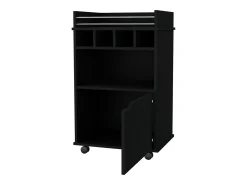 Outlet TuHome Carrinho de Bar Crozier, com 1 porta, 1 prateleira e quatro porta-garrafas integrados Preto