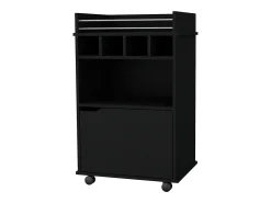 Outlet TuHome Carrinho de Bar Crozier, com 1 porta, 1 prateleira e quatro porta-garrafas integrados Preto