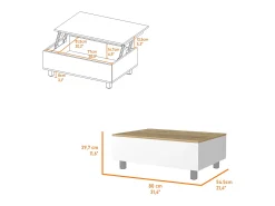 Mesa De Centro|TuHome Mesa de Centro Elevatória Boston, / Carvalho Claro Branco