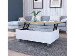 Mesa De Centro|TuHome Mesa de Centro Elevatória Boston, / Carvalho Claro Branco