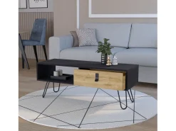 TuHome Mesa de Centro Kimball com Gaveta e Pés Hairpin, / Macadâmia^ Mesa De Centro