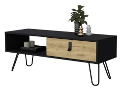 TuHome Mesa de Centro Kimball com Gaveta e Pés Hairpin, / Macadâmia^ Mesa De Centro