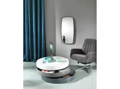 Mesa De Centro* Twist 1 - Mesa de centro (90 x 90 x 32h) em MDF Branco
