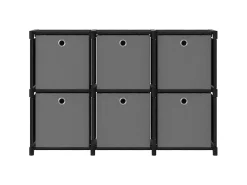 Prateleira| Unid. prateleiras 6 cubos c/ caixas 103x30x72,5cm tecido PT425396 Preto