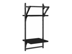 Prateleira*vidaxl Unidade 2 prateleiras parede com barras 2 pcs 30x25x65 cm Preto