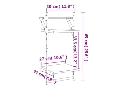 Prateleira*vidaxl Unidade 2 prateleiras parede com barras 2 pcs 30x25x65 cm Preto
