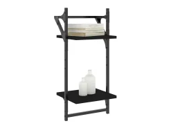 Prateleira| Unidade 2 prateleiras parede com barras 2 pcs 30x25x65 cm PT216817 Preto