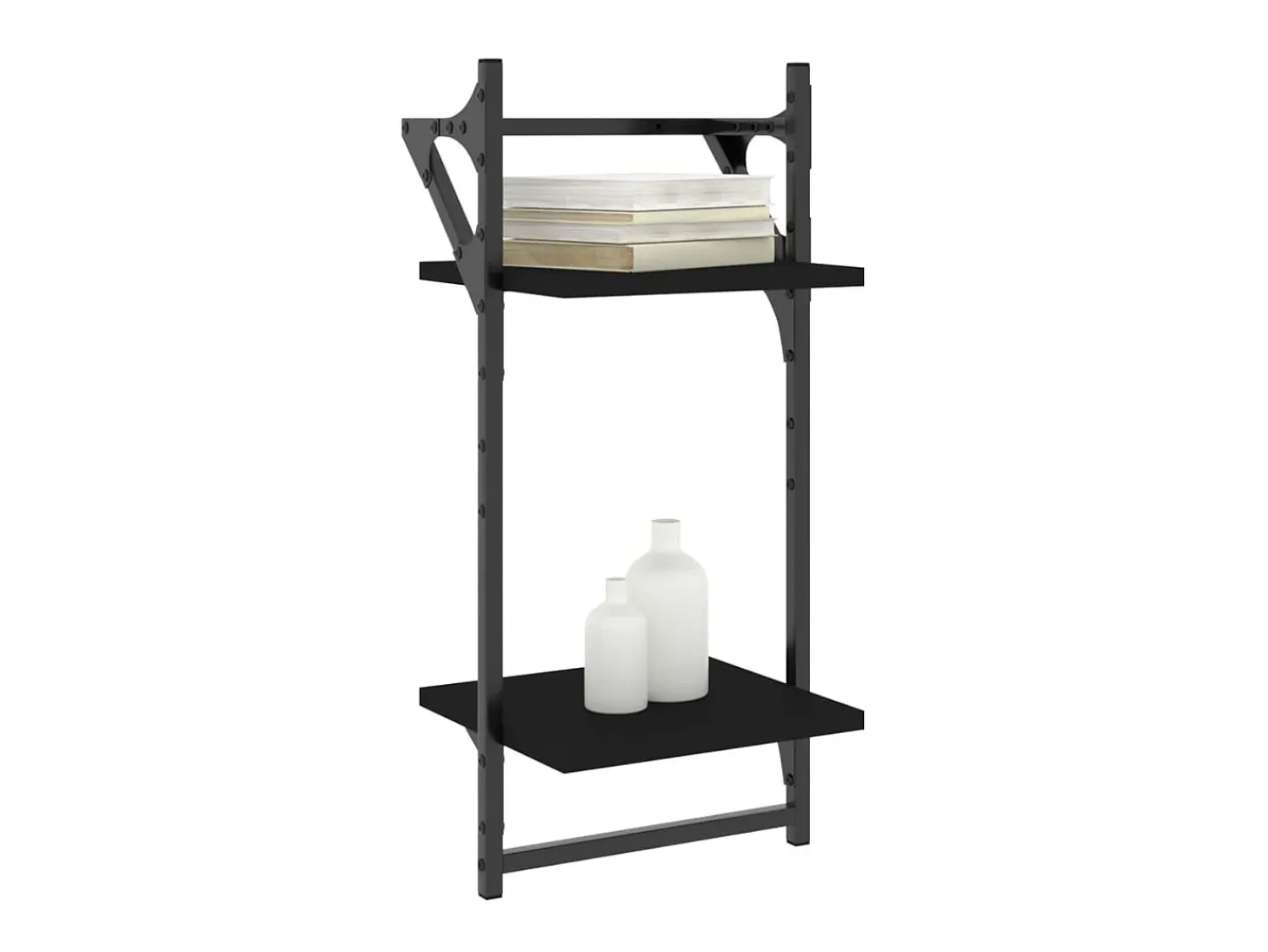 Prateleira| Unidade 2 prateleiras parede com barras 2 pcs 30x25x65 cm PT216817 Preto