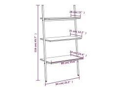 Prateleira*vidaxl Unidade 3 prateleiras 64x34x116 cm -claro e preto Castanho