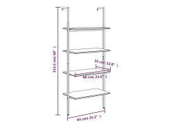 Prateleira*vidaxl Unidade 4 prateleiras 64x35x152,5 cm -claro e preto Castanho