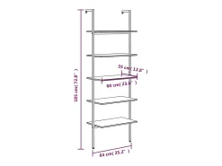 vidaxl Unidade 5 prateleiras 64x35x185 cm -claro e preto^ Prateleira