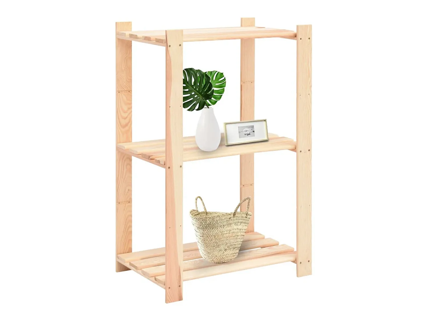 Prateleira* Unidade arrumação c/ 3 prateleiras 60x38x90 cm pinho 150 kg PT564686 Bege