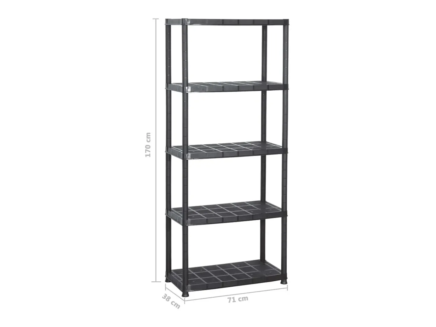 Prateleira| Unidade com 5 prateleiras 71x38x170 cm plástico PT354286 Preto