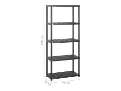 Prateleira* Unidade com 5 prateleiras 284x38x170 cm plástico PT137808 Preto