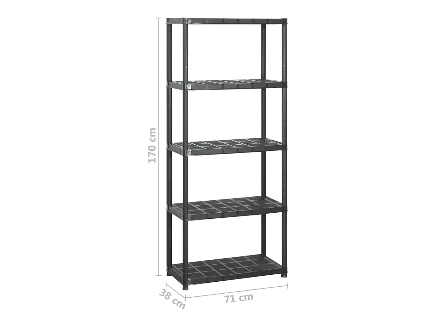 Prateleira* Unidade com 5 prateleiras 284x38x170 cm plástico PT137808 Preto