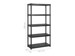 Hot Unidade com 5 prateleiras 183x45,7x185 cm plástico PT771463 Preto