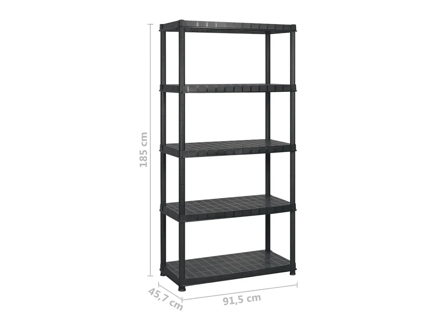 Hot Unidade com 5 prateleiras 183x45,7x185 cm plástico PT771463 Preto