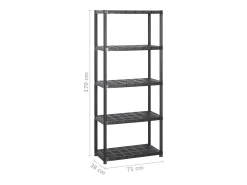 Prateleira* Unidade com 5 prateleiras 213x38x170 cm plástico PT711372 Preto
