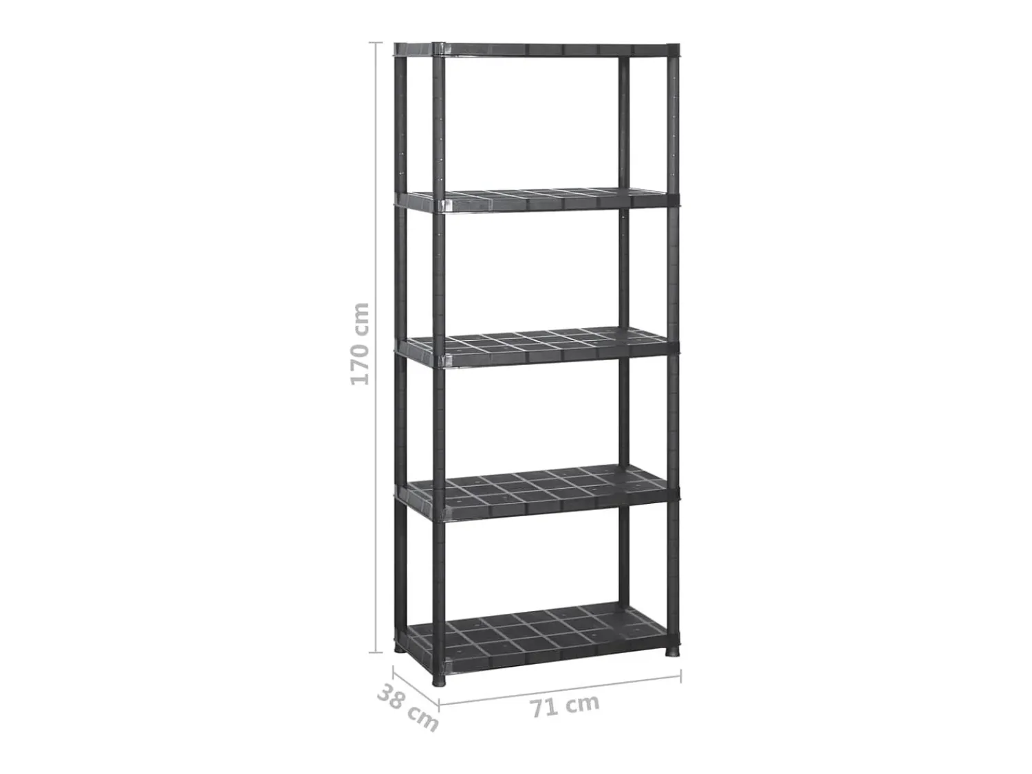 Prateleira* Unidade com 5 prateleiras 213x38x170 cm plástico PT711372 Preto