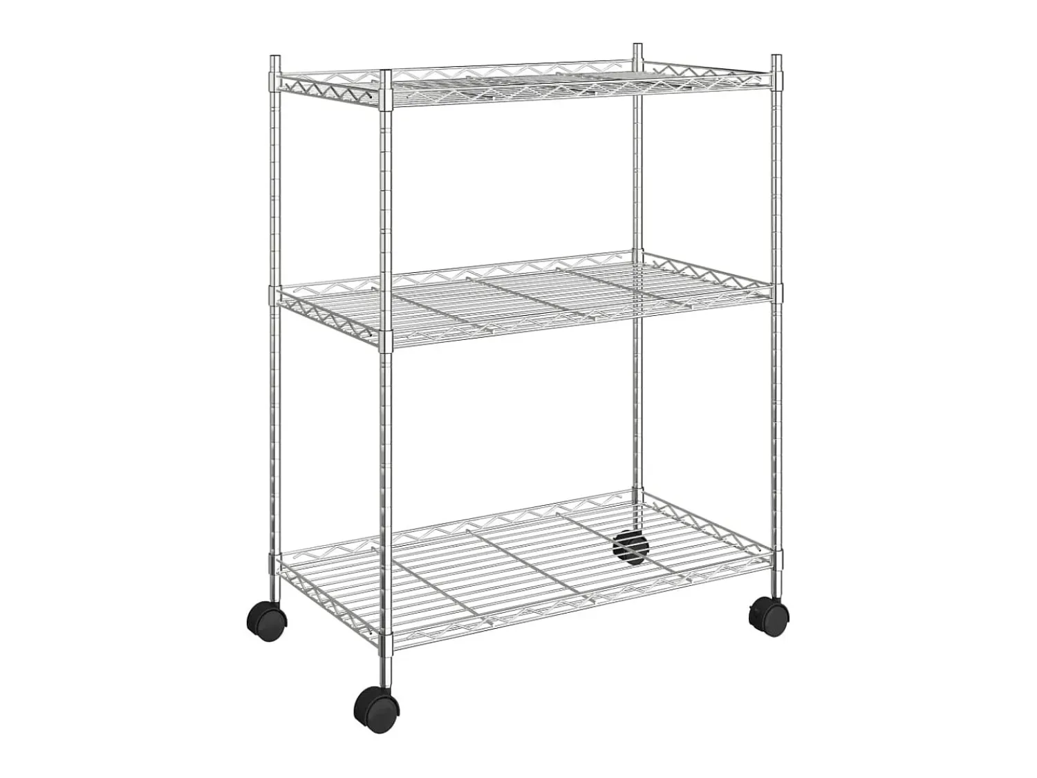 Unidade de 3 prateleiras com rodas 60x35x81 cm 150 Kg cromado PT160531^ Prateleira