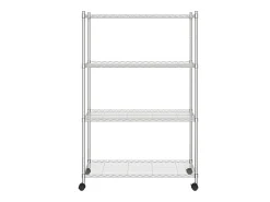 Prateleira| Unidade de 4 prateleiras com rodas 90x35x142 cm 200 Kg cromado PT366203 Prateado