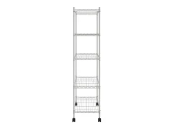 Clearance Unidade de 5 prateleiras com rodas 75x35x155 cm 250 Kg cromado PT760307 Prateado