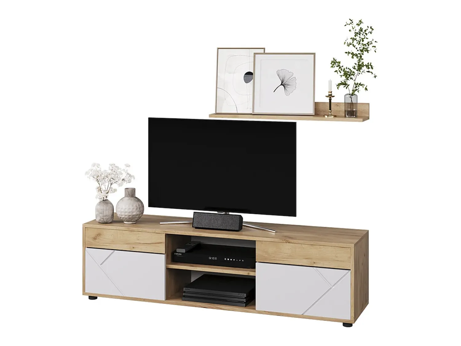 Sale Vicco Unidade de parede carvalho goldkraft/branco 139.8x35.4x38.9 berno Natural escuro