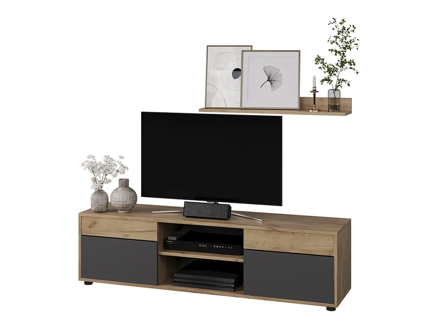 Vicco Unidade de parede carvalho goldkraft/antracite 139.8x35.4x38.9 berno^ Móvel De Tv