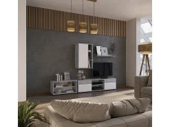 Móvel De Tv*Vicco Unidade de parede concreto/branco 139.8x35.4x38.9 berno Cinzento claro