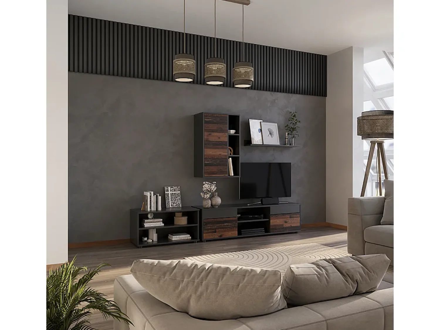 Móvel De Tv|Vicco Unidade de parede /estilo antigo 139.8x35.4x38.9 berno Preto