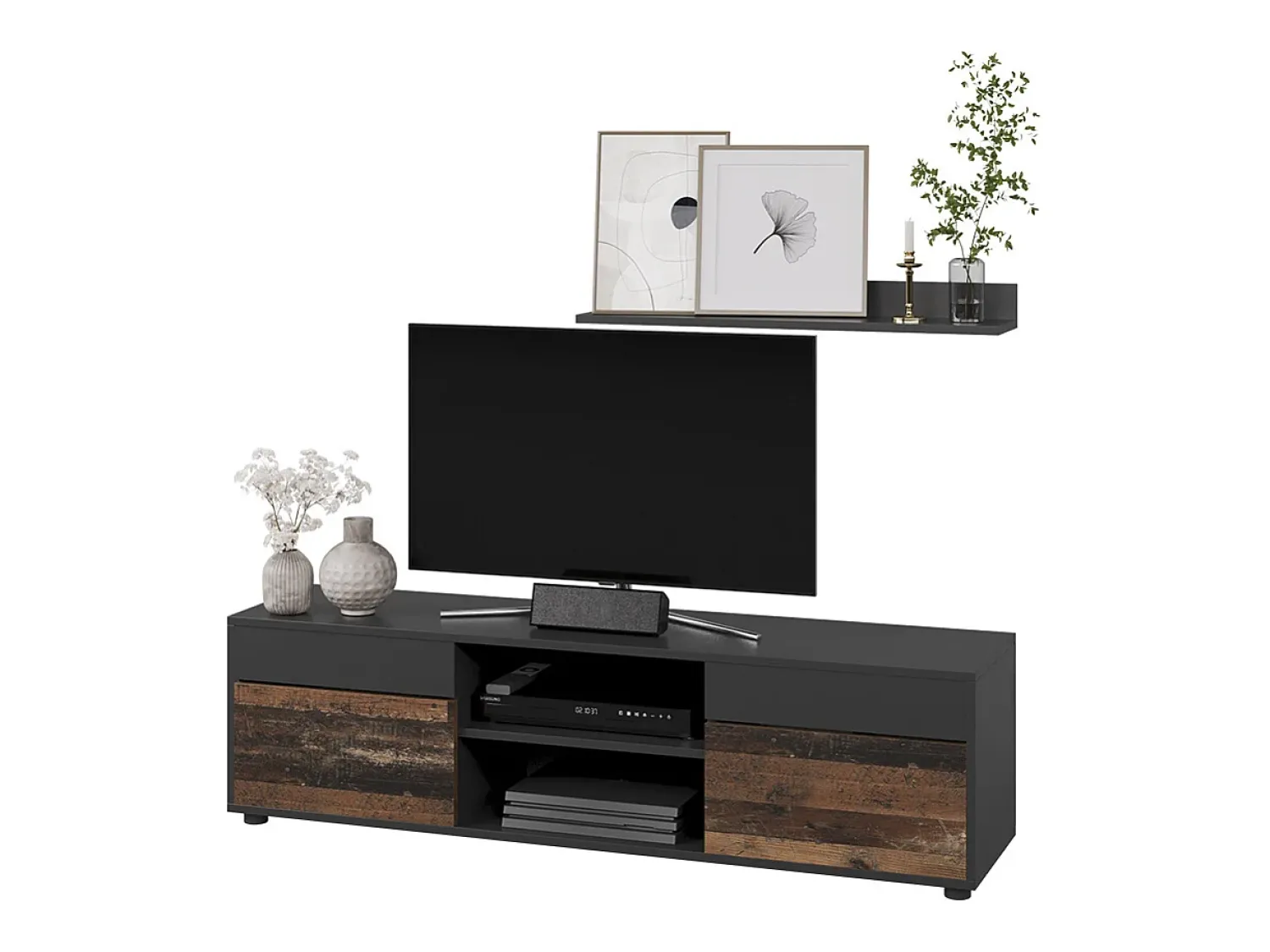Móvel De Tv|Vicco Unidade de parede /estilo antigo 139.8x35.4x38.9 berno Preto