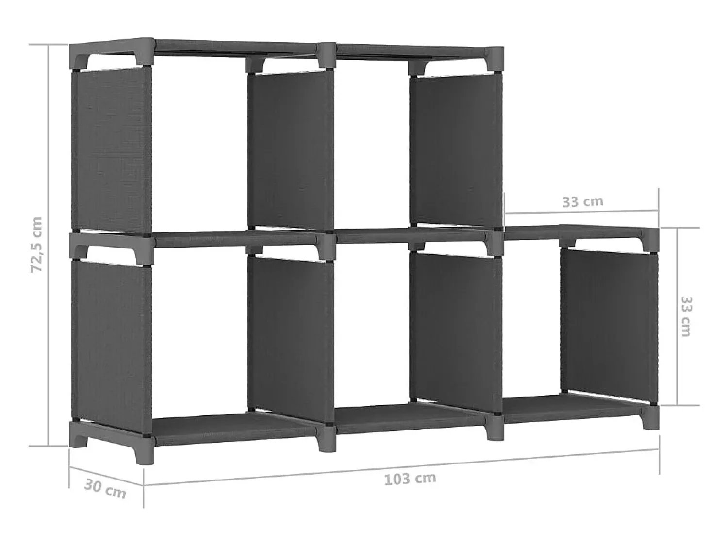 Prateleira|vidaxl Unidade de prateleiras 5 cubos 103x30x72,5 cm tecido Cinzento