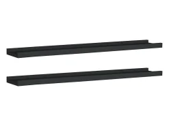 Prateleira| Unidade de prateleiras com rebordo 2 pcs 80x9x3 cm MDF PT342514 Preto