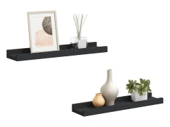 Prateleira*vidaxl Unidade de prateleiras com rebordo 2 pcs 40x9x3 cm MDF Preto