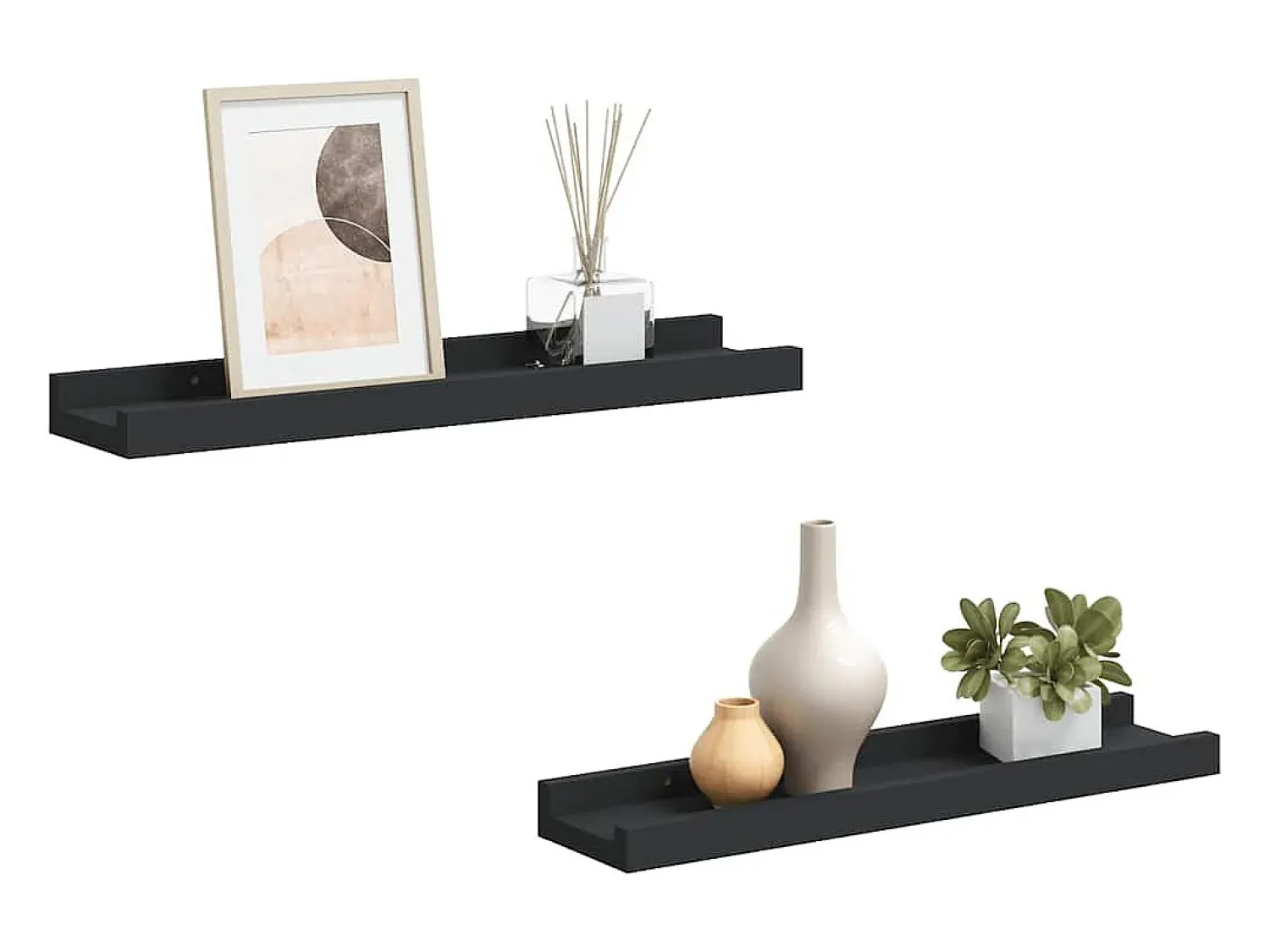 Prateleira*vidaxl Unidade de prateleiras com rebordo 2 pcs 40x9x3 cm MDF Preto