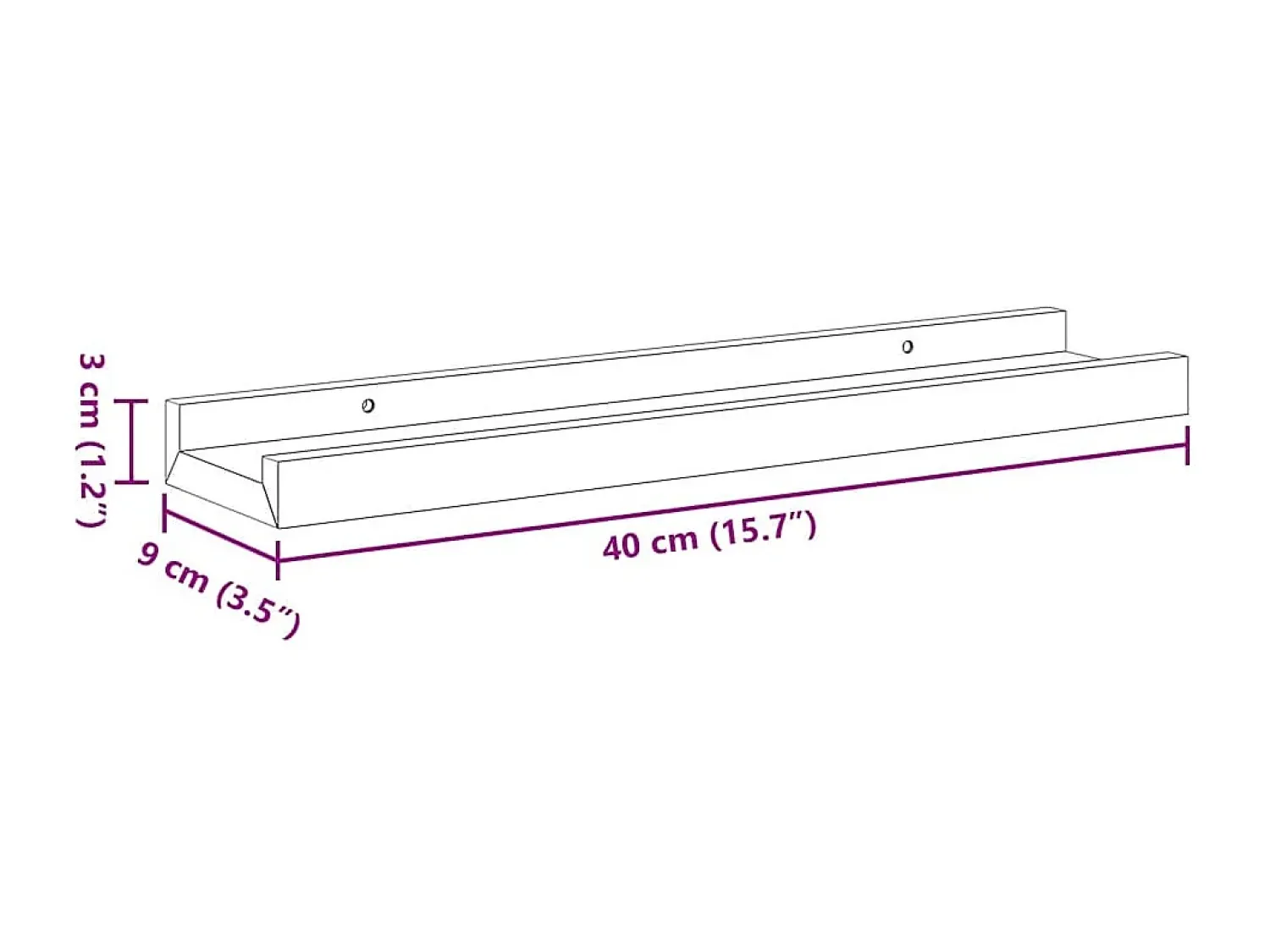 Prateleira*vidaxl Unidade de prateleiras com rebordo 2 pcs 40x9x3 cm MDF Preto