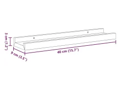Prateleira*vidaxl Unidade de prateleiras com rebordo 2 pcs 40x9x3 cm MDF Preto