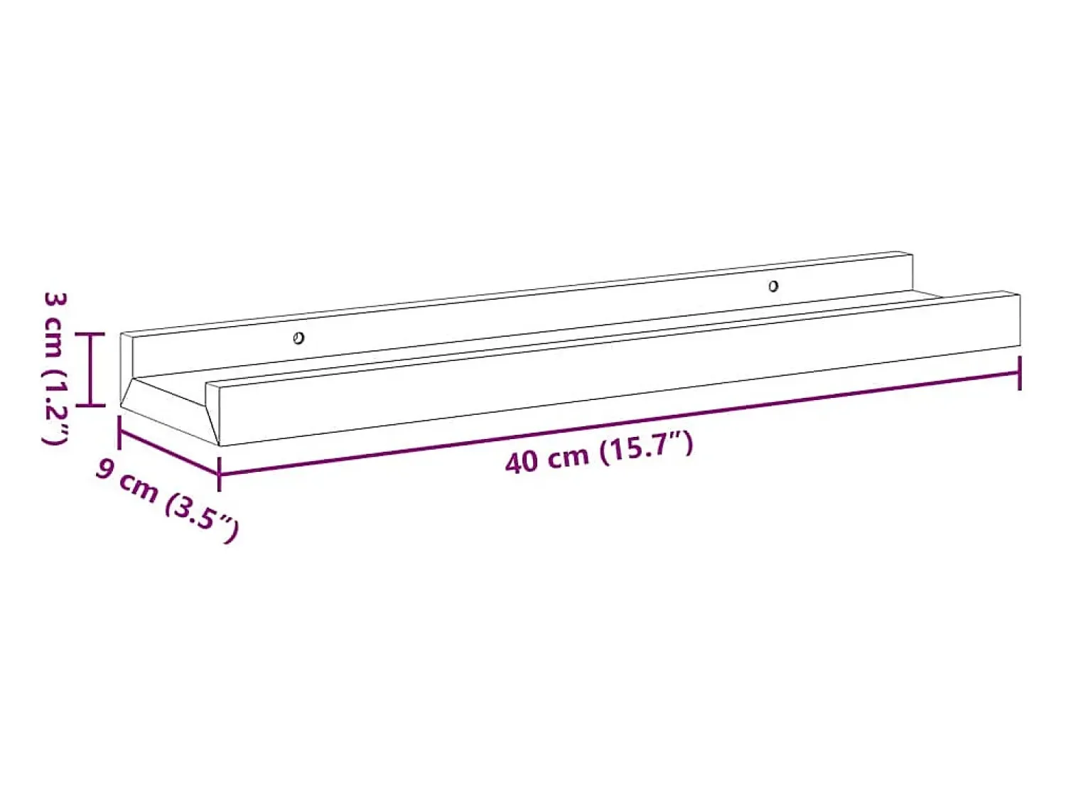 Prateleira*vidaxl Unidade de prateleiras com rebordo 2 pcs 40x9x3 cm MDF Preto