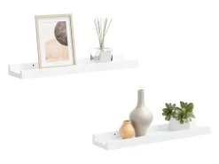 Prateleira|vidaxl Unidade de prateleiras com rebordo 2 pcs 40x9x3 cm MDF Branco