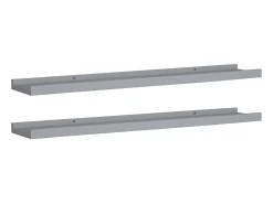 Prateleira| Unidade de prateleiras com rebordo 2 pcs 80x9x3 cm MDF PT920883 Cinzento