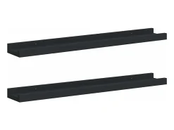 Prateleira|vidaxl Unidade de prateleiras com rebordo 2 pcs 60x9x3 cm MDF Preto