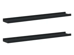 vidaxl Unidade de prateleiras com rebordo 2 pcs 80x9x3 cm MDF Preto