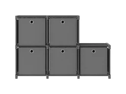 Unidade prateleira 5 cubos c/ caixas 103x30x72,5cm tecido cinza PT532094^ Prateleira
