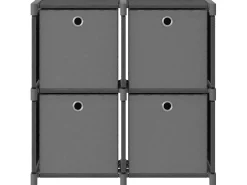 Unidade prateleiras 4 cubos c/ caixas 69x30x72,5cm tecido cinza PT959937^ Prateleira